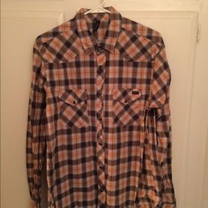 RVCA Men’s Button Up Plaid Shirt